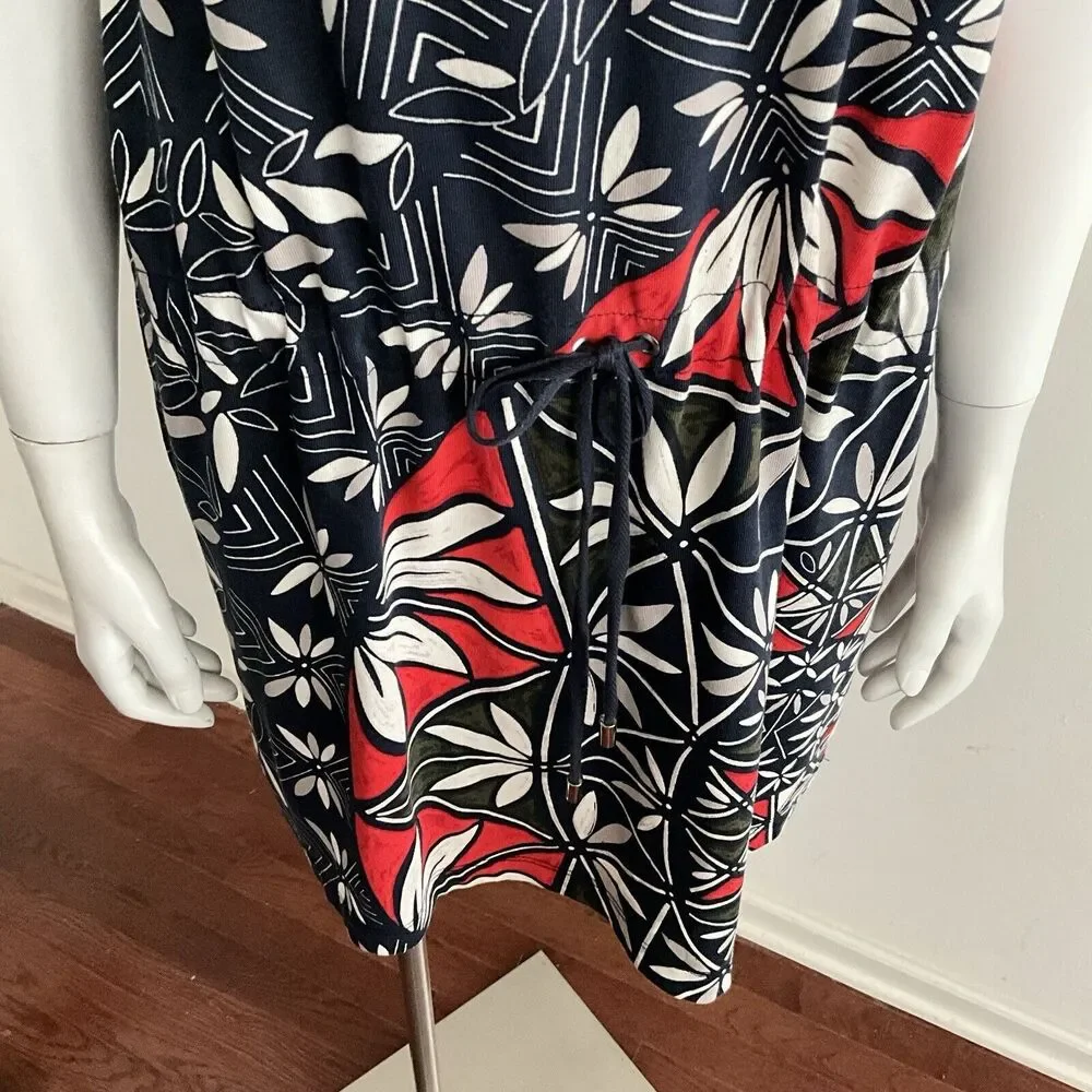 Tory Sport Geometric Pima Cotton Dress Blue XS